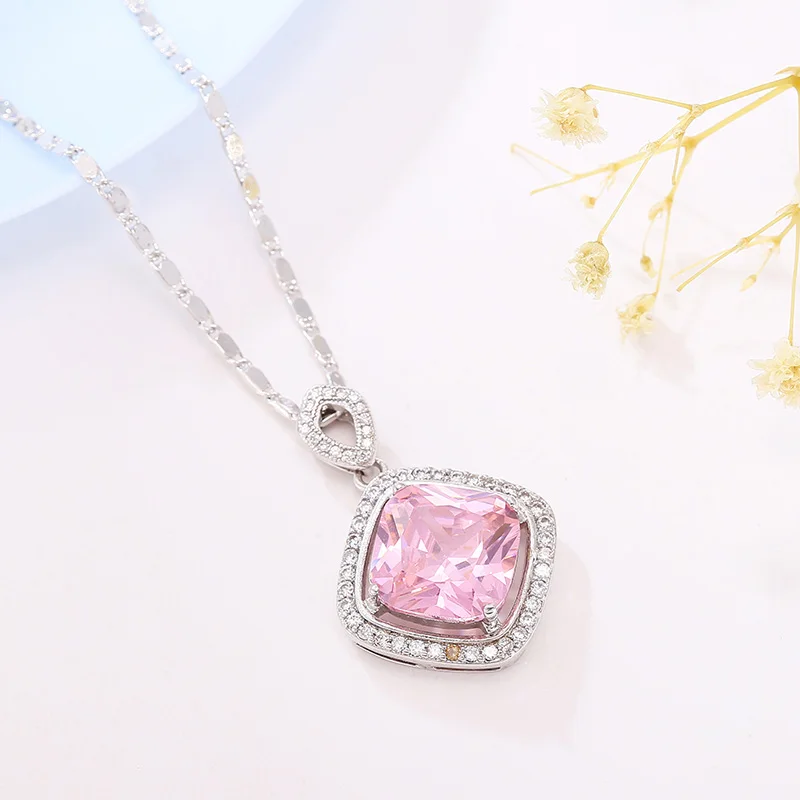 

Rose Gold Pendant Necklace Beautiful Female Wedding Party Jewelry Bohemian Plated Pendant Necklace Beautifully Set Zircon N