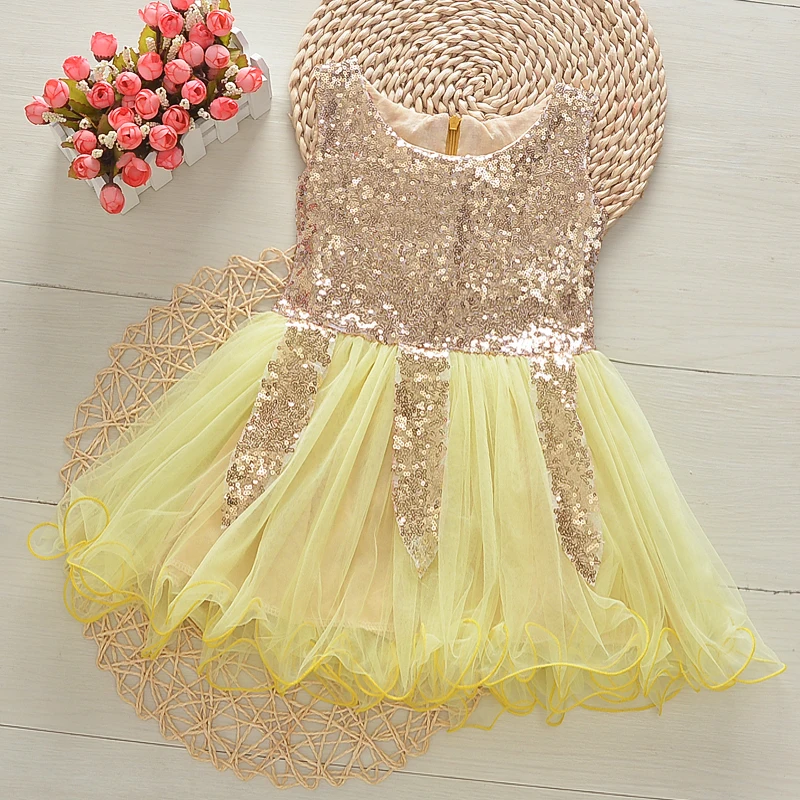 

Summer Girls Dresses Fashion Sequin Princess Dress Children Girls Party Mesh Dress Costume for Girls Kids Wedding dress 2-10Y