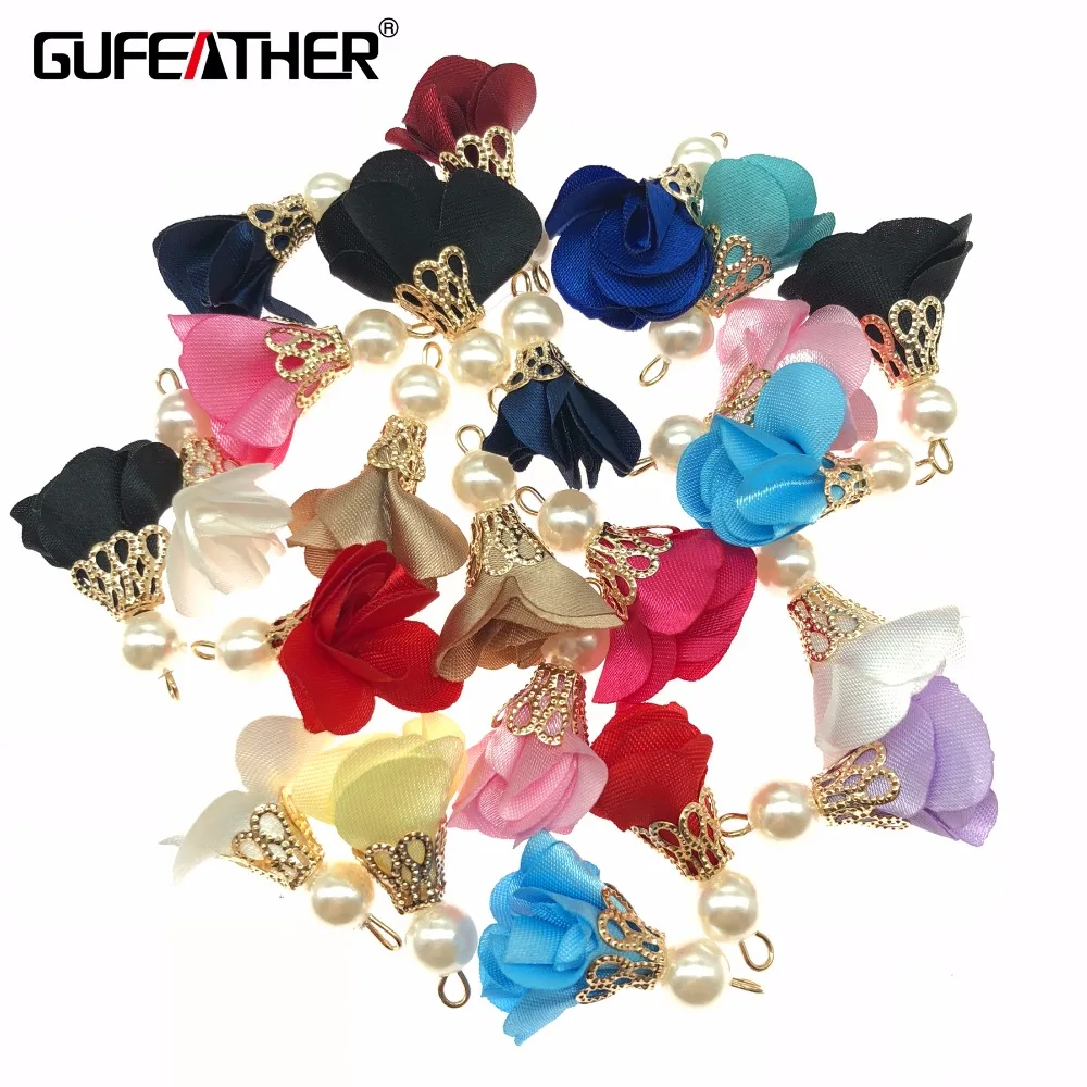 

GUFEATHER F34/3.5CM jewelry accessories/Jewelry decoration/diy earrings findings/Pearl Flowers charm/Wedding decoration/10pcs