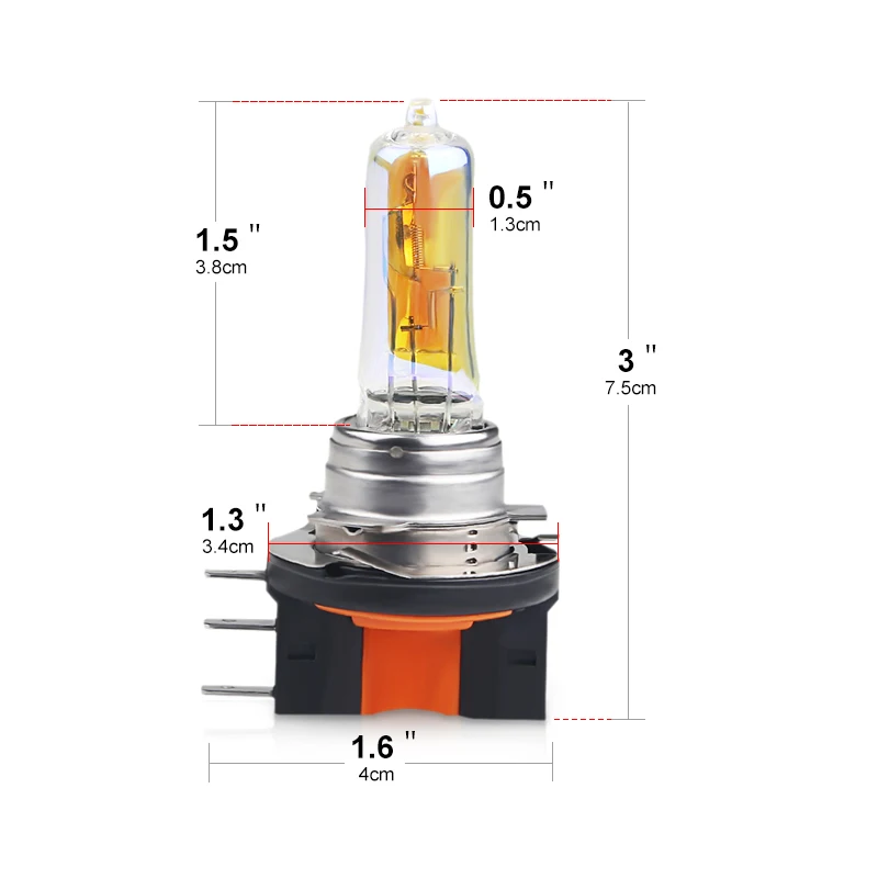 1 шт. H15 галогенные 2300k Золотой Цвет: желтый, 12V 15 Вт/55 Вт высокой мощности для ближнего и дальнего света супер яркий галогенная лампа для автомобиля лампы фары противотуманные фары