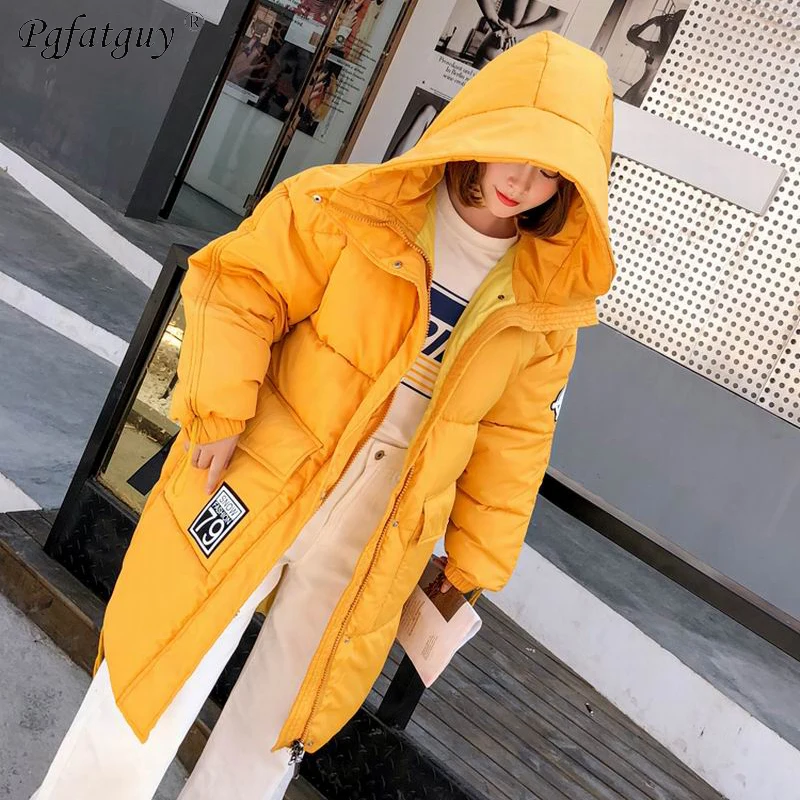 Longue De jaune Style Noir Chaud Le blanc Femmes Bas Vêtements Coton Européen Épaissir Capuchon Vestes D'hiver Femme À Parkas Vers 2018 rouge Neige Manteaux Jaune HtdAxqSq