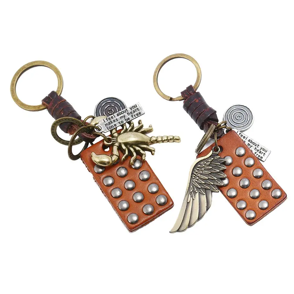 Vintage Unisex Handmade Faux Leather Wing Scorpion Keychain Bag Key Chain Ring New Design Nice Jewelry Gift Car Tool | Украшения и
