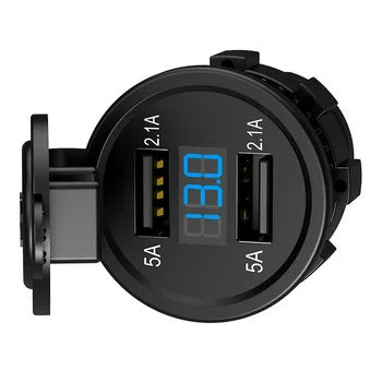 

Motorcycle Dual Socket USB Charger Waterproof Power Outlet Charger with Voltage Display CSL88