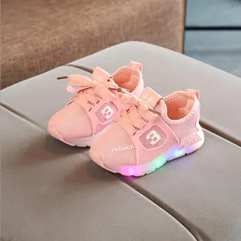 

Boys Girls Sneakers Kids Fashion Children Glowing Sneakers Air Mesh Baby LED Sports Shoes Toddler Shoe With Light