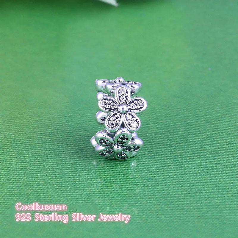 

Spring Clear CZ Dazzling Daisies Flowers Spacer Charm Beads Fits Pandora bracelets Pure 100% 925 Sterling-Silver-Jewelry