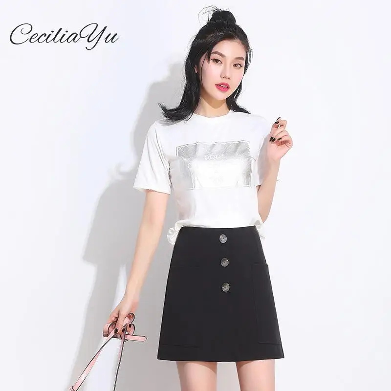 

Short Skirts Womens Autumn In 2019 New High-waisted Minimalist Slimmed Women's Black Skirt Korean Style Ceciliayu