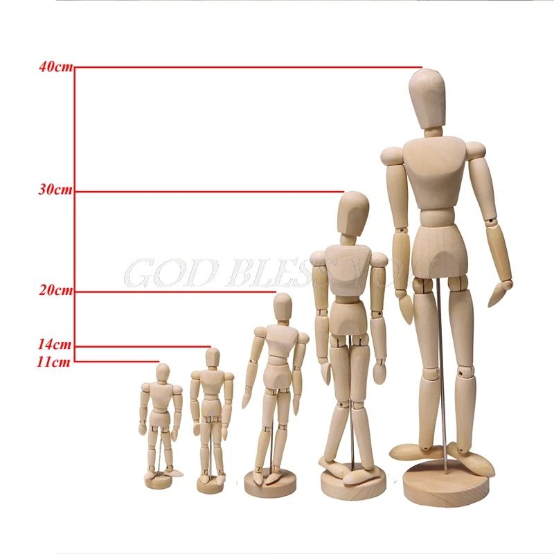 Деревянный манекен подвижные конечности человеческая фигура Искусство Рисунок Модель для лепки класса наброски Соединенные человеческие куклы