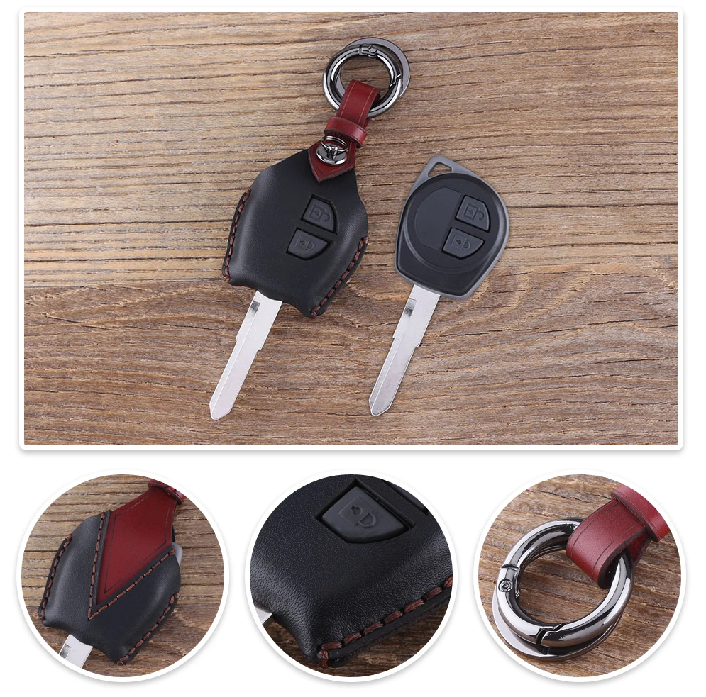 KEYYOU кожаный 2 чехол для ключей с кнопками для SUZUKI SX4 Swift Grand Vitara Liana Key Cover аксессуары