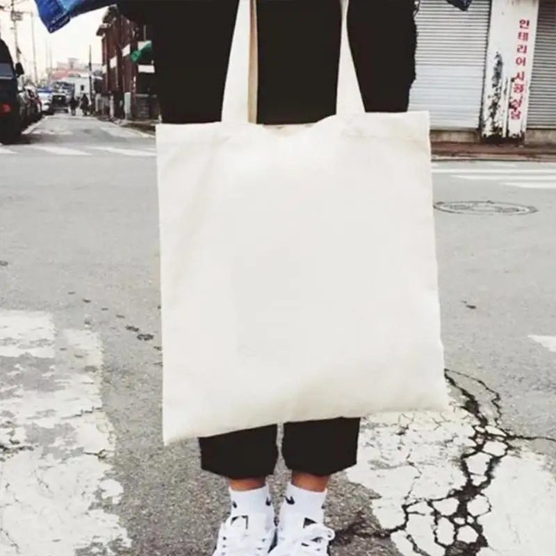 White Solid Canvas Tote Bag Shoulder Bags Eco Shopping Bag Daily Use Foldable Crossbody Bags Purses Casual Handbag #11 White Solid Canvas Tote Bag Shoulder Bags Eco Shopping Bag Daily Use Foldable Crossbody Bags Purses Casual Handbag #11