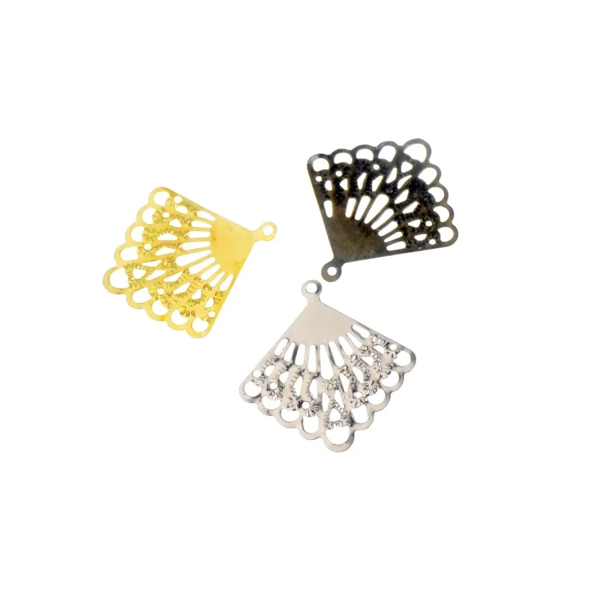 

MIAOCHI DIY 30PCS 3Color Metal Filigree Slice Fan-shaped Wraps Connectors Jewelry Findings Connector Diy Crafts 26*25mm