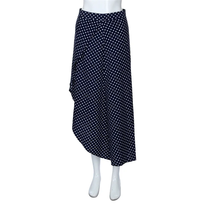 New Fashion 2018 Summer style skirts womens casual High Waist Plus Size Dot Waist Slit Long Skirt Sexy Uniform Femme Saia Y04#N (7)