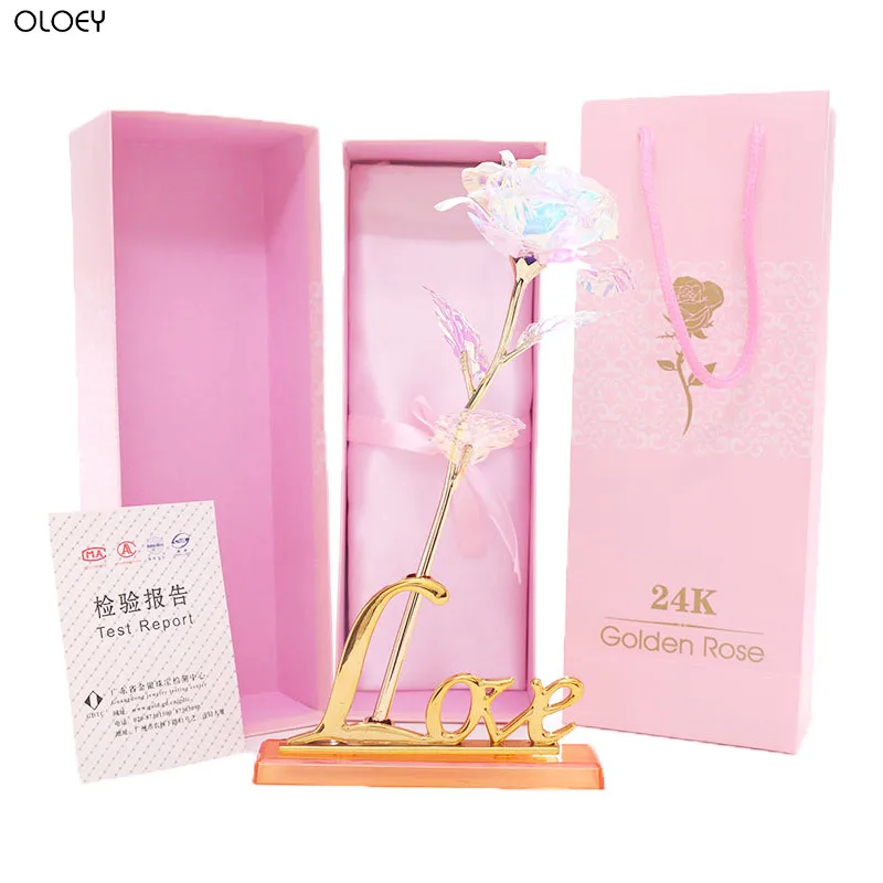 

1pcs Valentine's Day Creative Gift 24K Foil Gold Rose Lasts Forever Love Wedding Decor Lover Lighting Rose Personalized Gifts