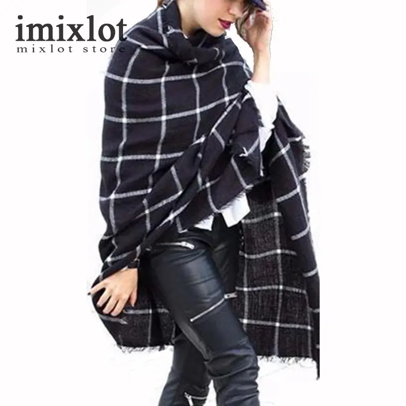 Scarf Plaid Women Bufandas Mujer 2016 Black Winter Women Warm Large font b Tartan b font