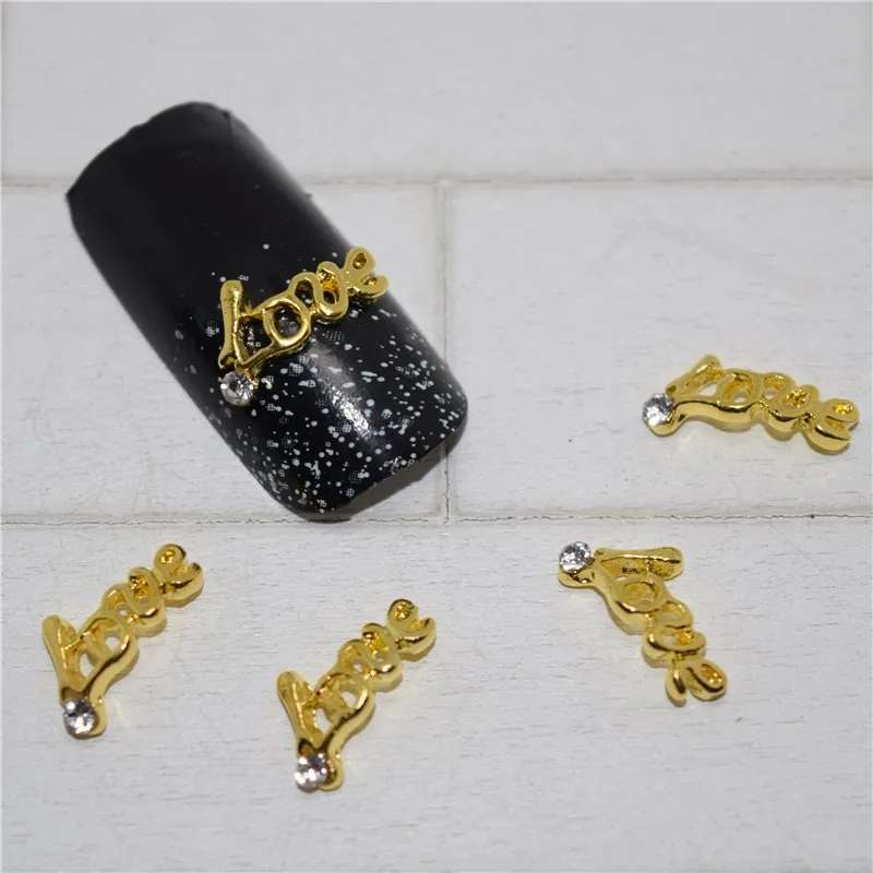10 шт новая золотая Любовь 3D украшения для ногтей, сплав для ногтей, Стразы для ногтей#209