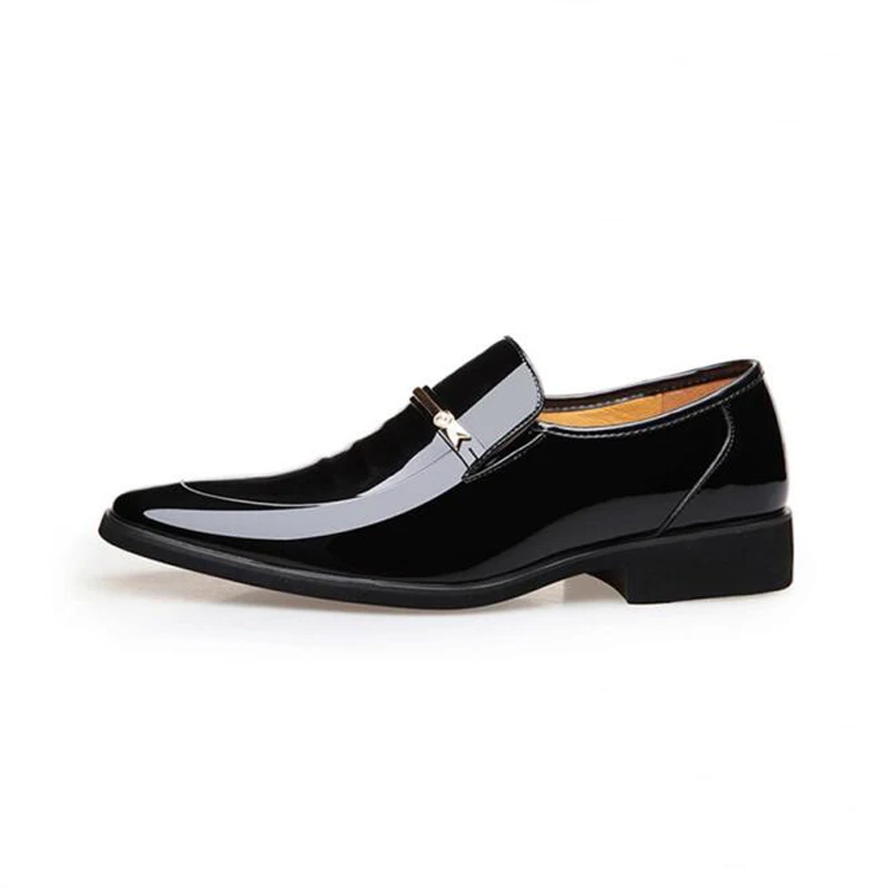 Homens Luxo Moda brown Formal Casuais Sapatos Dos Se Couro Do Patente Homem Dedo Da Casamento Oxfords Black Marca Pontas De Vestem Pé nUIEgxgq