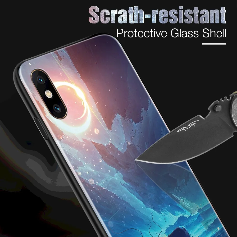Funda para teléfono de vidrio TOMKAS para iPhone X 7 8 10 6 s XS Star Space funda para iPhone 8 7 6 6 s Plus X funda de lujo funda de silicona 6