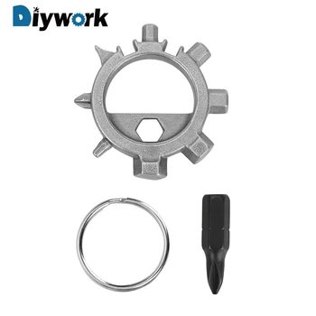 

DIYWORK Bicycle Repair Multitools High Carbon Steel Bottle Opener Hand Tools Portable Key Chain 12 Functions Screwdriver