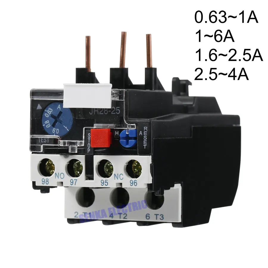 

3P JR28-25 LR2 D13 Electric Thermal Overload Relay 1A 1.6A 2.5A 4A 1NO 1NC