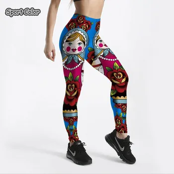 

New Lovely Sexy Women Lady Leggings Trousers Yoga Fitness Elastic Tights Girls Female Breathable Colorful Rag Doll Gym Pants