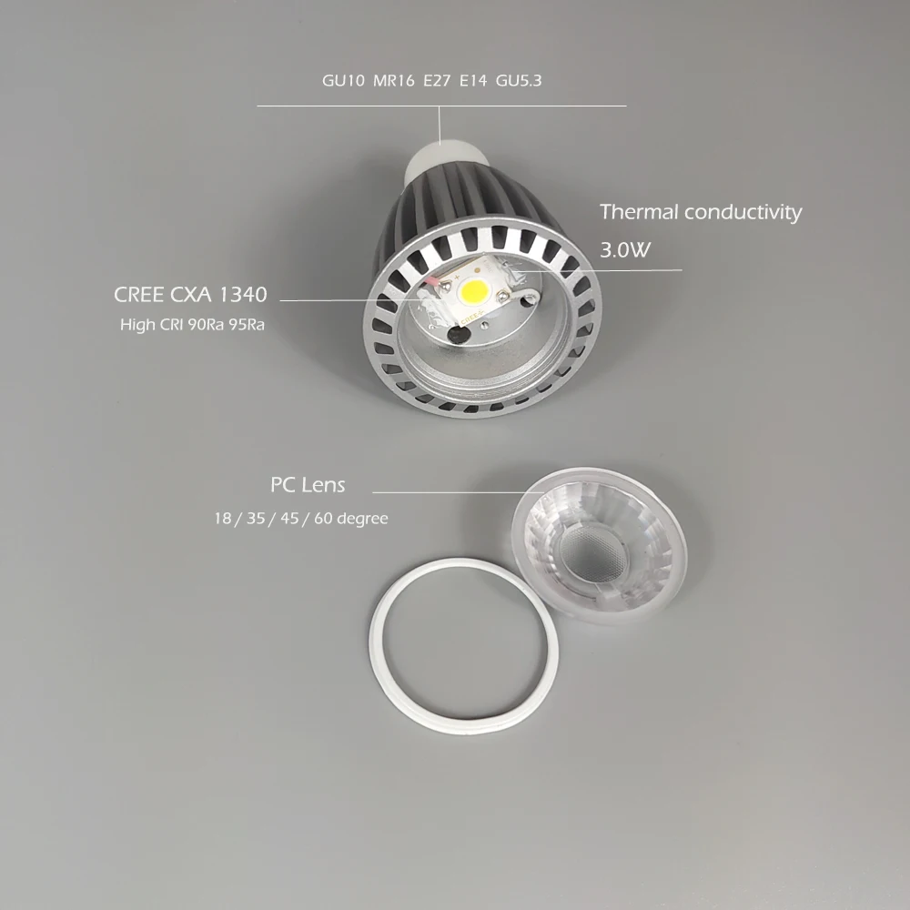 Высокий CRI 95 GU10 светодиодный удара точечный светильник