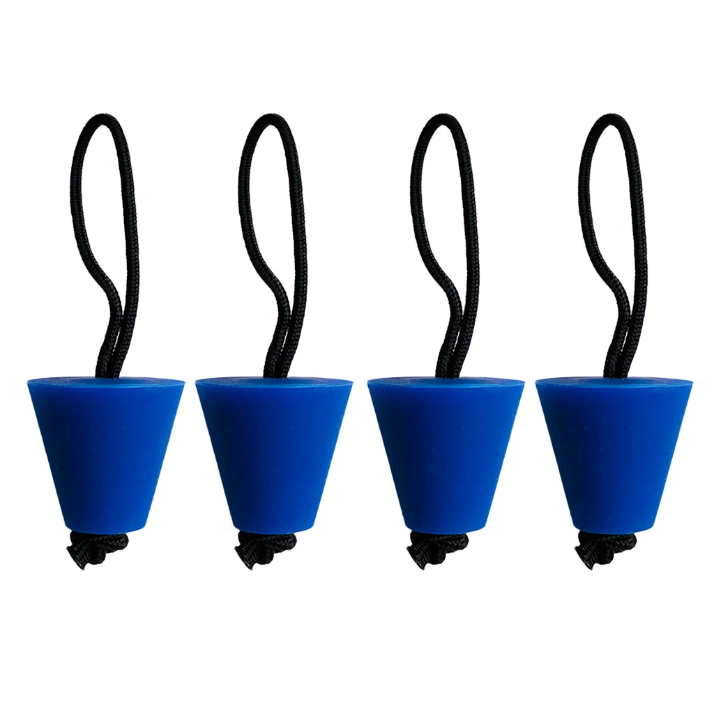 4pcs Universal Kayak Scupper Plugs Kit Canoe Drain Holes Stoppers Black/Blue/Red Dinghy Yacht Accessories 