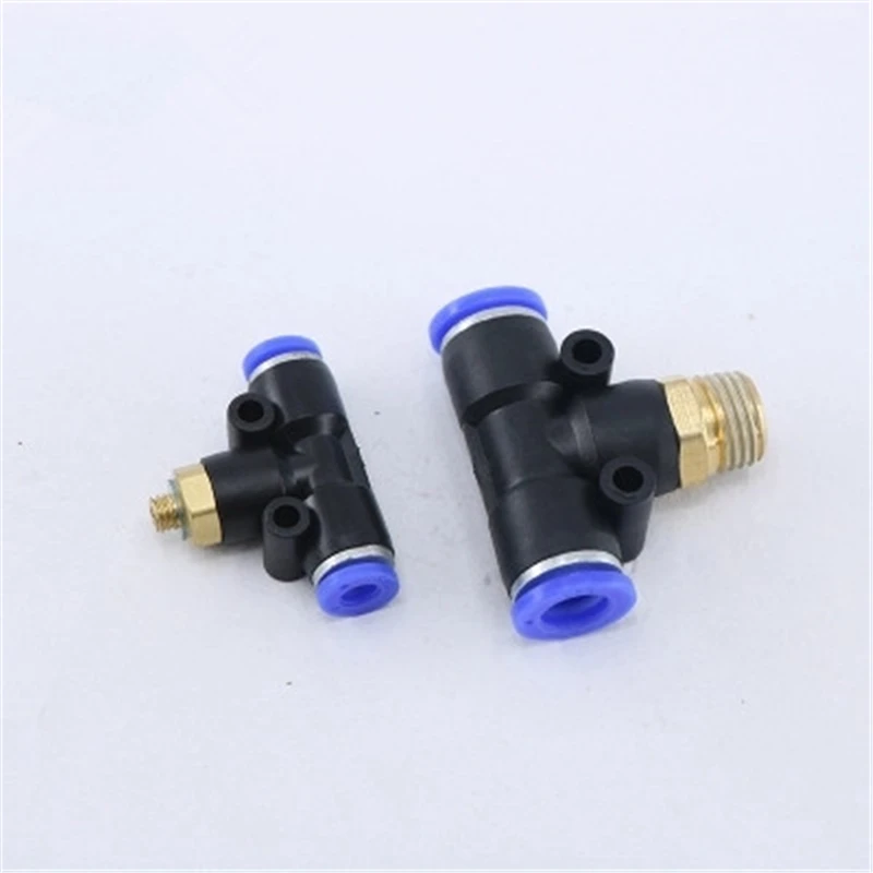 Details about   10Pcs 1/2"PT Thread Pneumatic Fitting PB Series T-type 8mm Hole Connector Joint
