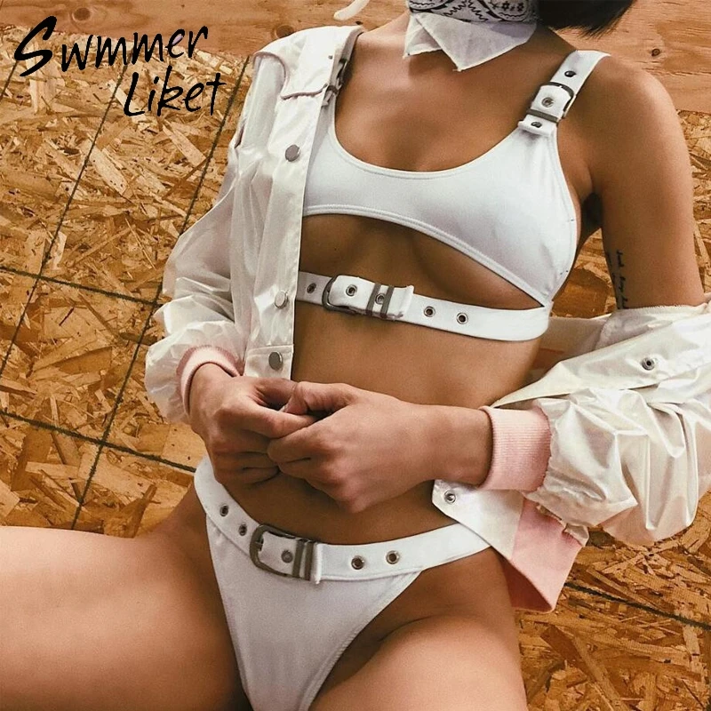 

Leopard print bikinis 2019 woman Sexy belt swimsuit female V bottom high cut swimwear Brazilian summer bathing suit micro bikini