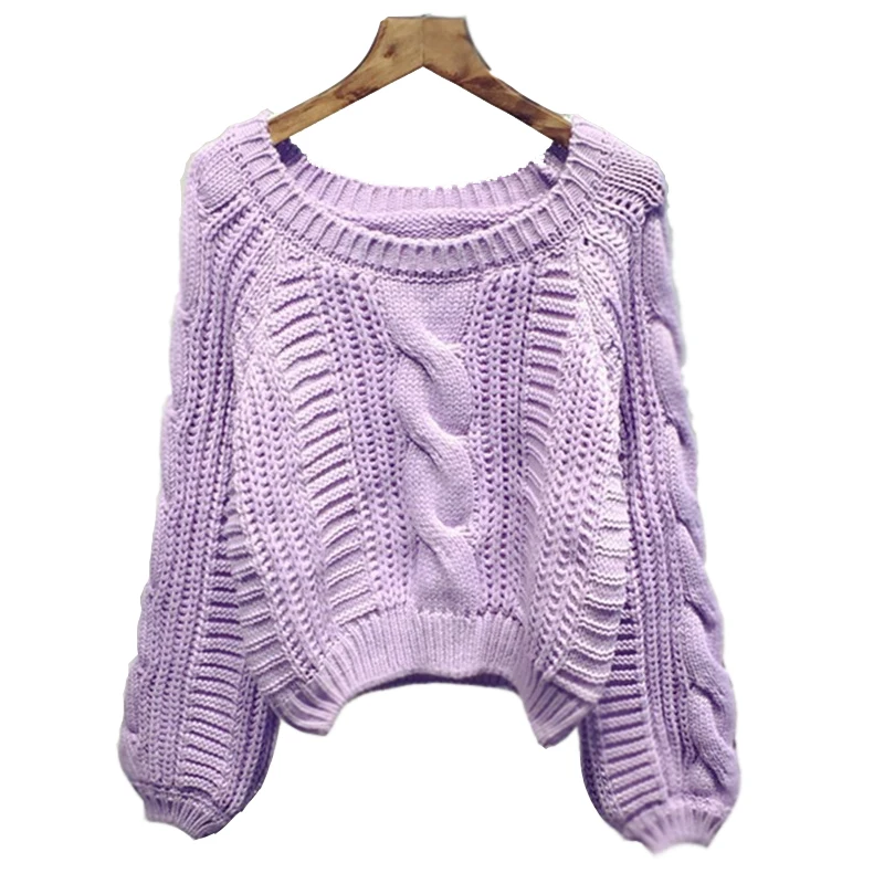 

Women New 2018 Arrival Crop Sweater Vintage Twist Knitted Sweater Ladies' Casual Autumn Winter Short Knitwear Pullover