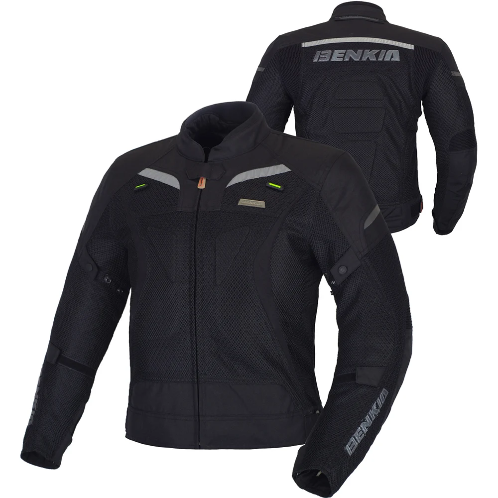 BENKIA мотоциклетная куртка мужская куртка для гоночного мотоцикла протектор гоночная летняя съемная ветрозащитная подкладка Мото куртка JW21 - Цвет: Черный