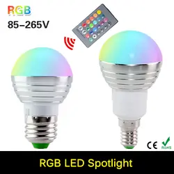 Ammtoo RGB светодиодный накаливания E27 E14 3 Вт светодиодный свет лампы Светодиодный прожектор лампа 16 Цвет изменение затемнения лампада