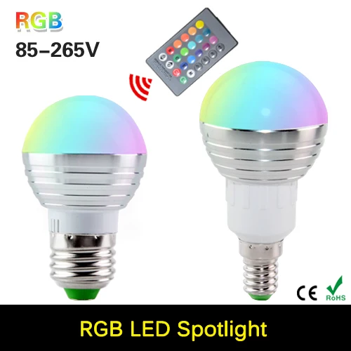 Светодиодная лампа AmmToo RGB E27 E14 3 Вт светодиодная точечное освещение 16 цветов