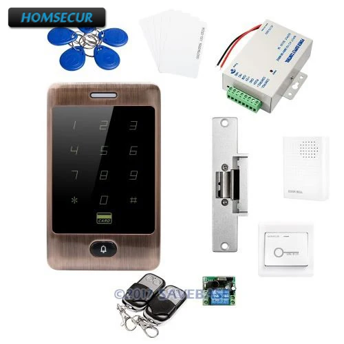

HOMSECUR Waterproo Access Control RFID System+NC Strike Lock+Tamper Alarm+Doorbell With Waterproof Design