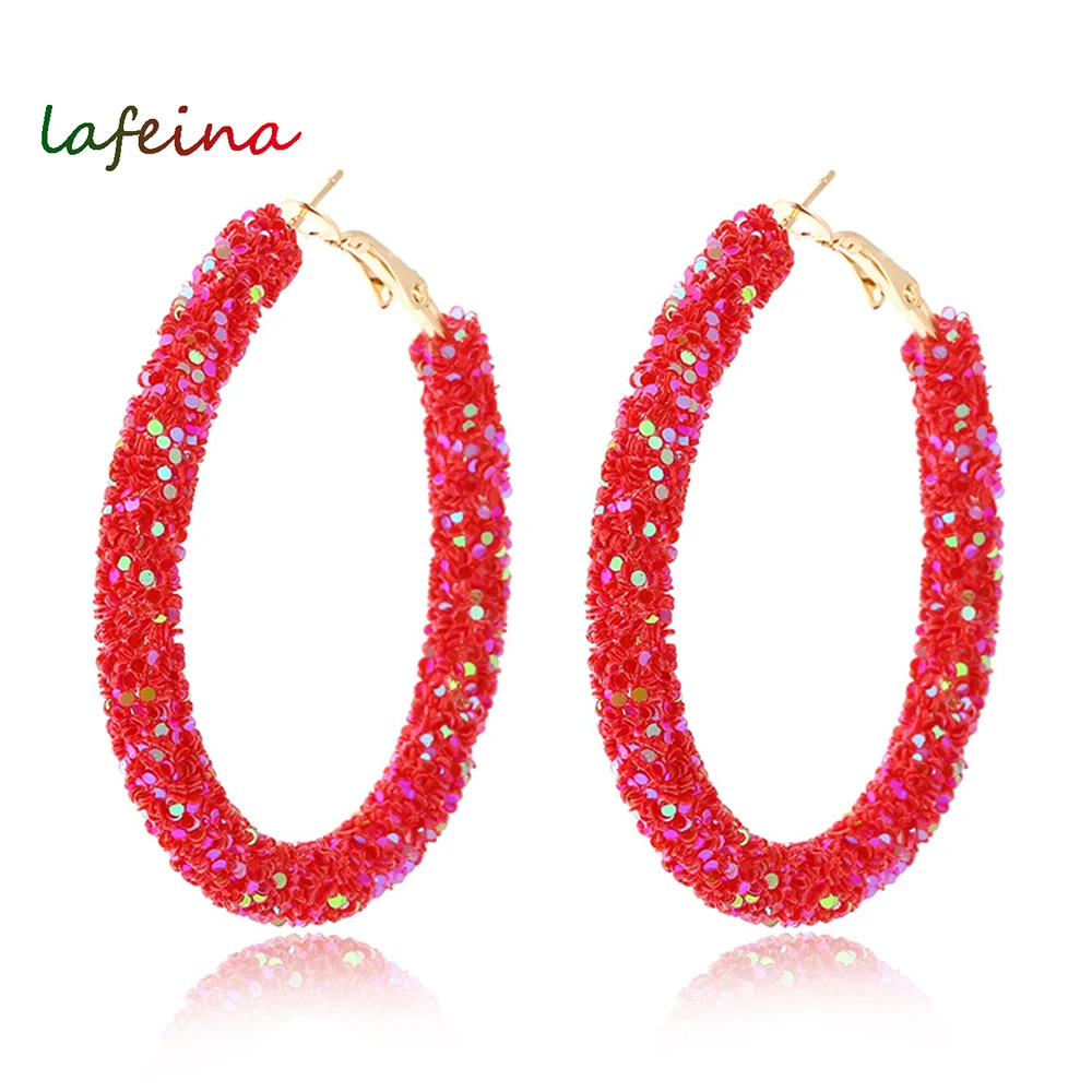 

Brand New Design Fashion Charm Austrian Crystal Hoop Earrings Geometric Round Shiny Rhinestone Big Earring Jewelry Women