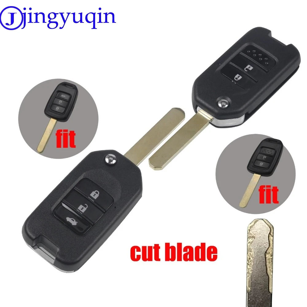 

jingyuqin Remote Copy cut Blade 2 Buttons Folding Flip Remote Key Shell Cover Case For Honda Civic City Fit XRV Vezel With Logo