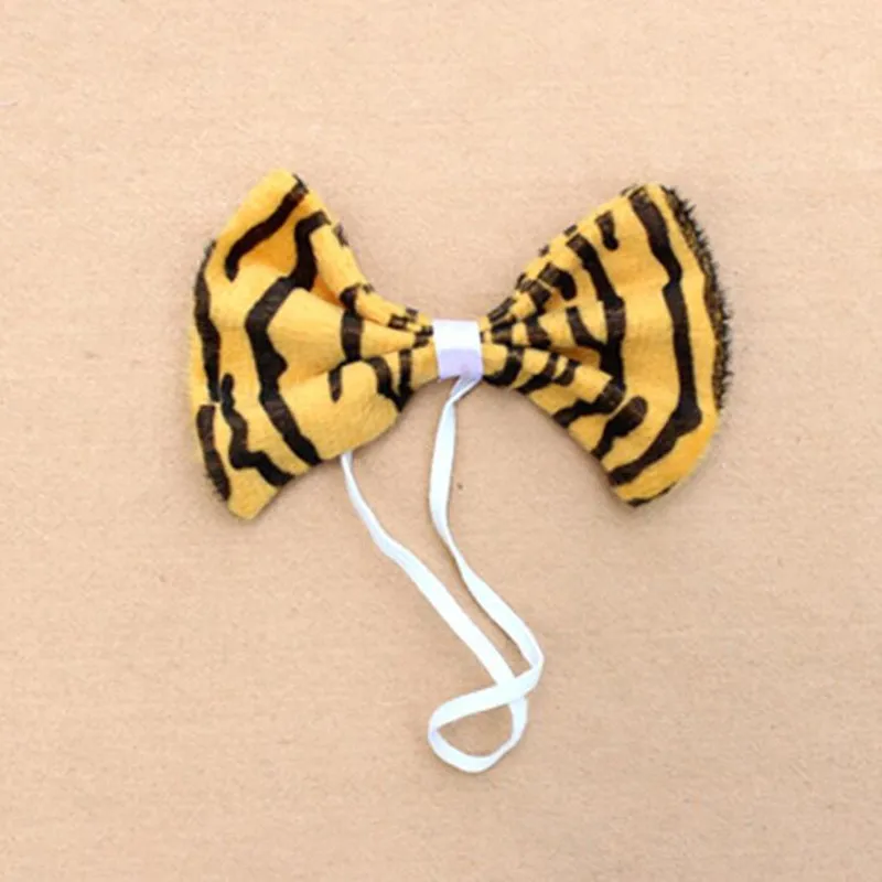 Дети Взрослые Унисекс ручной работы животные галстук-бабочка плюшевые Галстуки реквизит для сцены аксессуары для маскарада на Хеллоуин - Цвет: Tiger Print