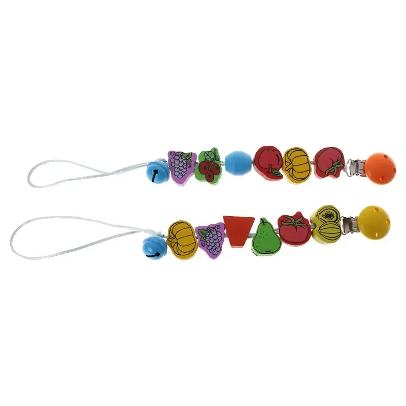 

Pacifier Chain Natural Wooden Fruit Beads Cute Creative Soother Nipple Holder Rope Wood Colorful Baby Products Newborn Infant