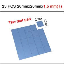 25 шт. 20 мм* 20 мм* 1,5 мм термопрокладка GPU cpu теплоотвод охлаждающая проводящая силиконовая прокладка