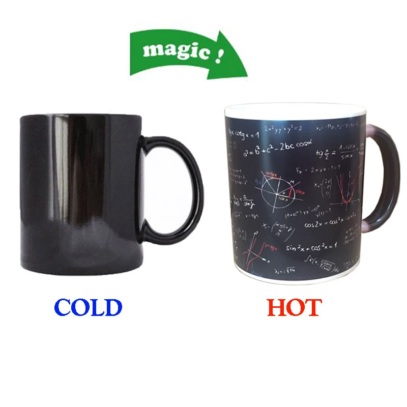 Автоматическая Самостоятельная изменение цвета кружка чашка математические формулы печать кофе кружка с индикатором температуры Керамическая Вода Волшебная кружка