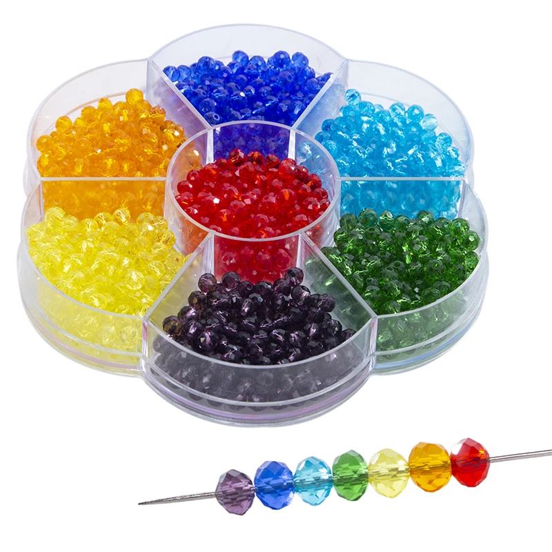 

H&D 4mm Crystal Beads Multicolor 1050pcs Sapcer Glass Beads for Jewelry Making DIY Handmade Bracelet Accessories