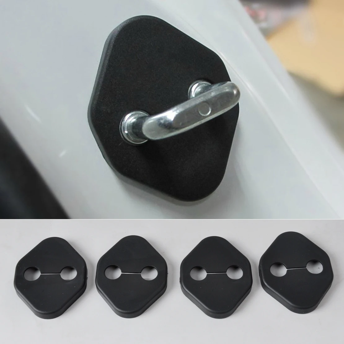 

beler New 4x Car Door Striker Cover Lock Protector Antirust Case For Honda Accord CR-V Civic For Toyota Camry Corolla Mazda 2 3
