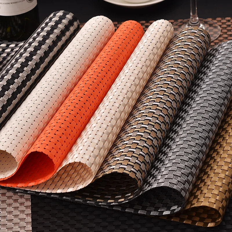 Hot Sale 45*30cm PVC Braided Table Placemats Europe Coffee Cup Pads Kitchen Restaurant Dinner Plate Bowl Spoon Insulation Mats