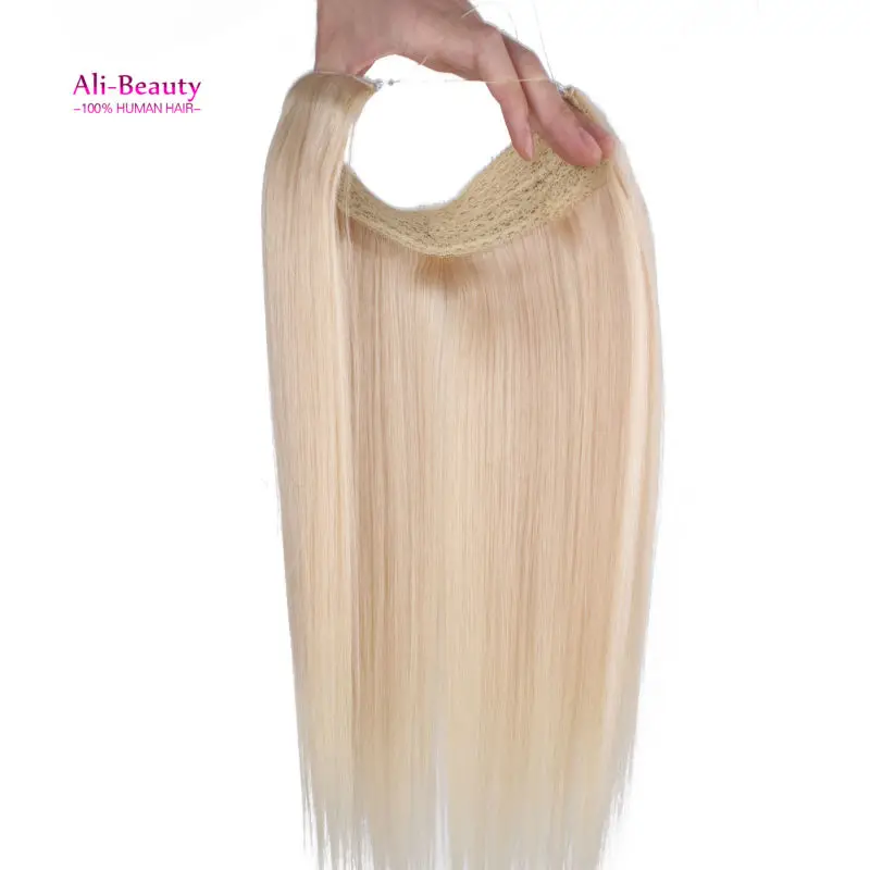 

2017 Straight Blonde Human Hair Extensions Remy Fish Wire Hair Extensions 1# #1B 2# 4# 613# Fish Line Hair Weave Ali Beauty