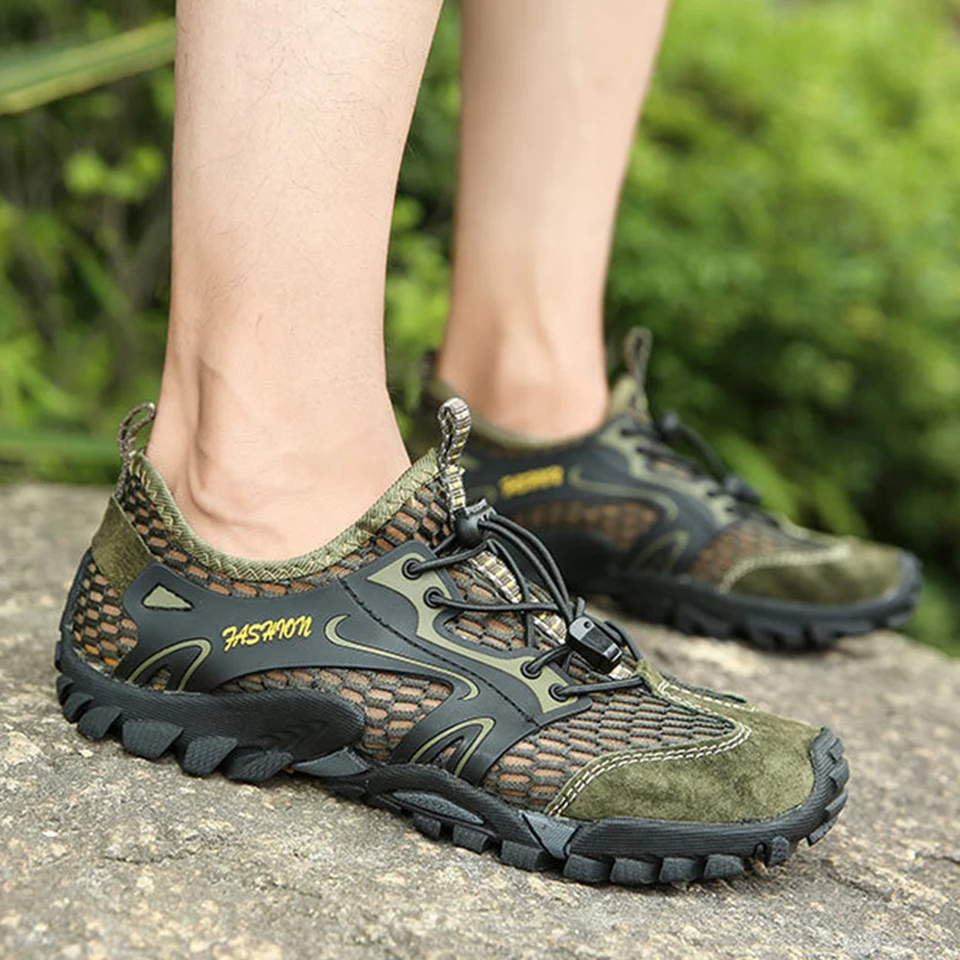 

Mesh Breathable Men Hiking Shoes Non-Slip Climbing Mountain Amphibious Shoes Fishing Outdoor Sport Shoes Trekking Trail Sneakers