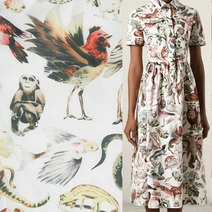 Редкие животные дизайн толстый 15momme чистый шелк шелковая ткань органза 16momme 5" Ширина по двору, SOZ028