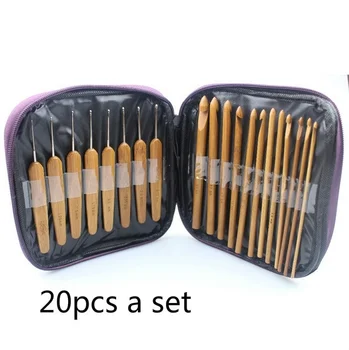 

20 pcs set Weaving tools purple sweater needle crochet 20pcs a bag of carbonized bamboo root