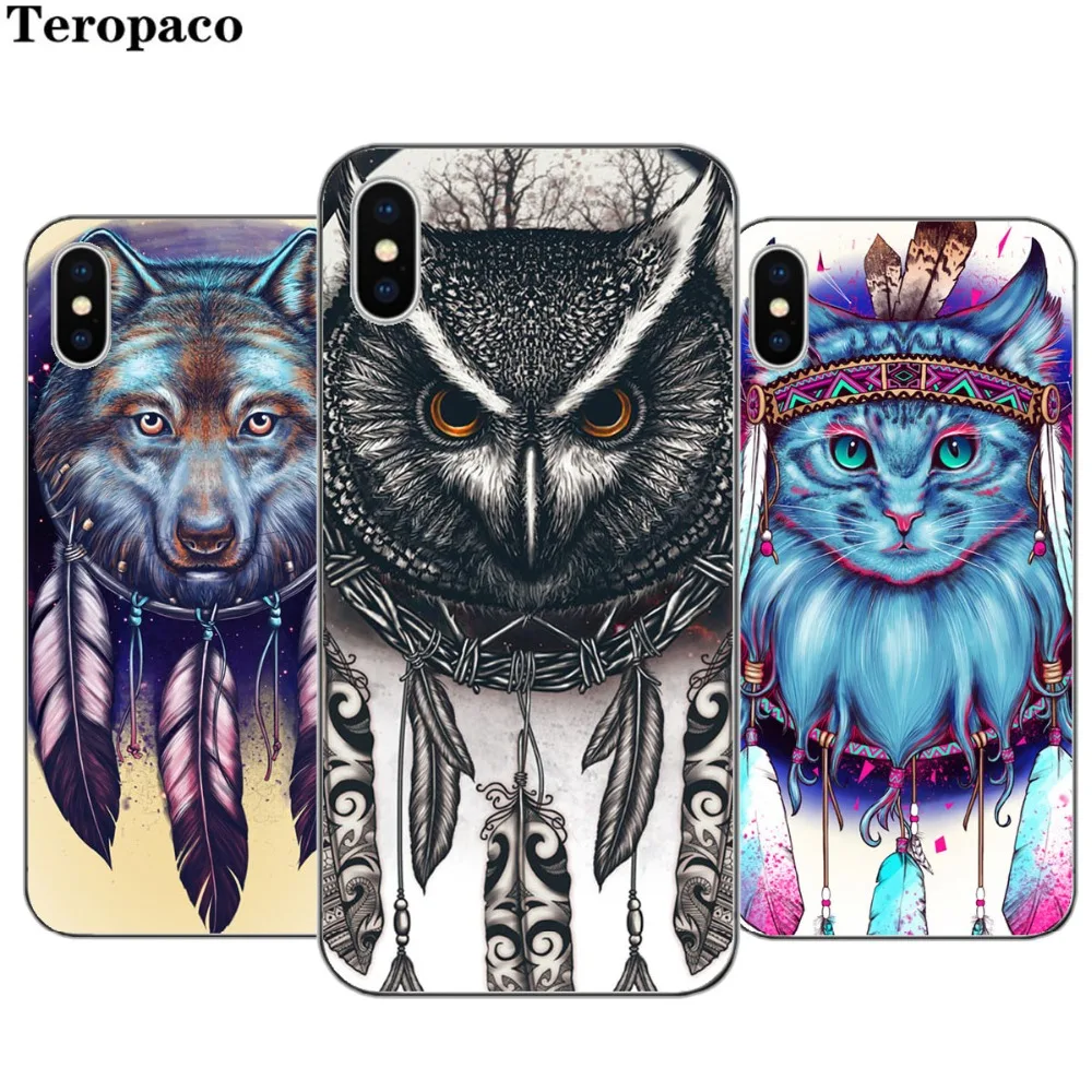 Dream catcher animals Cat owl Wolf Soft Silicon TPU Phone Case Cover For Apple iphone X 8 7 Plus 6 6SPlus 5S SE |