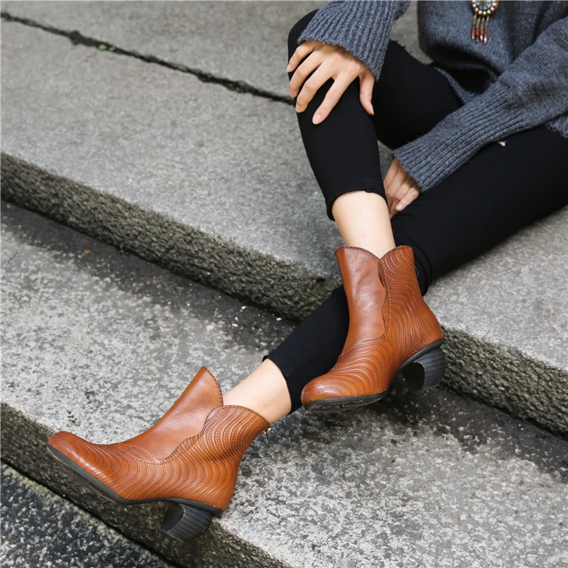 Women Genuine Leather Ankle Boots Black 5 CM High Heels Autumn Shoes Handmade Women Leather Martin Boots Brand Retro Shoes Sale цена Women Genuine Leather Ankle Boots Black 5 CM High Heels Autumn Shoes Handmade Women Leather Martin Boots Brand Retro Shoes Sale цены онлайн