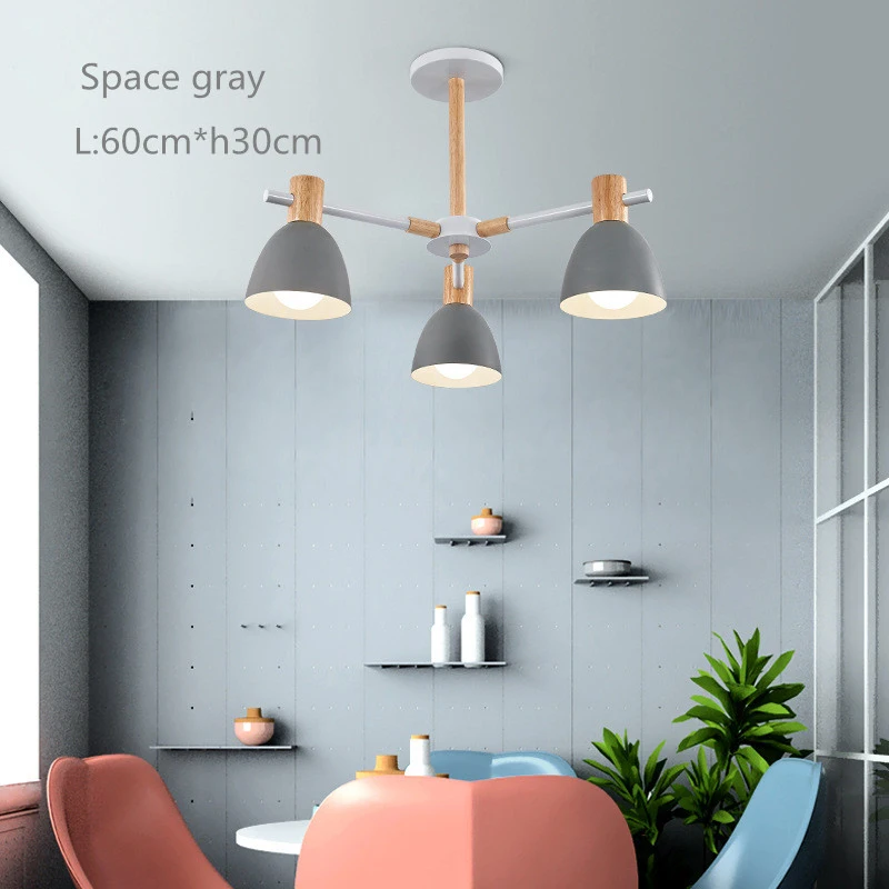 

Nordic personality Creative Indoor Lighting Macaron Chandeliers Designer Oak Lamp Restaurant / Bedroom / Study / Living Room E27