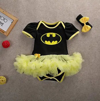 

Headband Baby Girls Summer Outfits Clothes Batman Bodysuit Dress