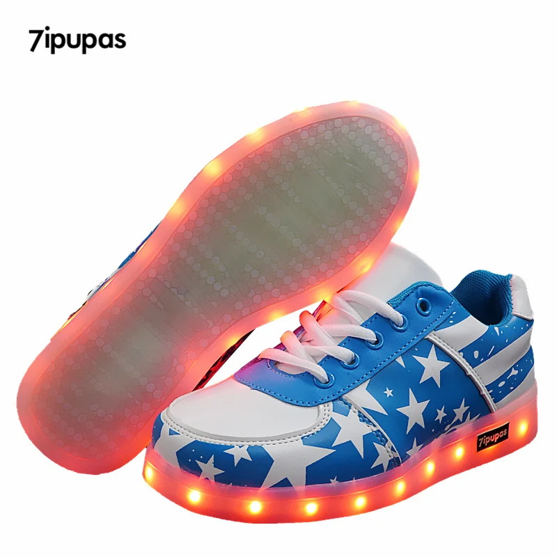 7ipupas для маленьких мальчиков и девочек Детские кроссовки светодиодный Повседневное детская модная обувь с подсветкой с светодиодный световой 11 Цвета обувь со светодиодами; Chaussures; большие размеры